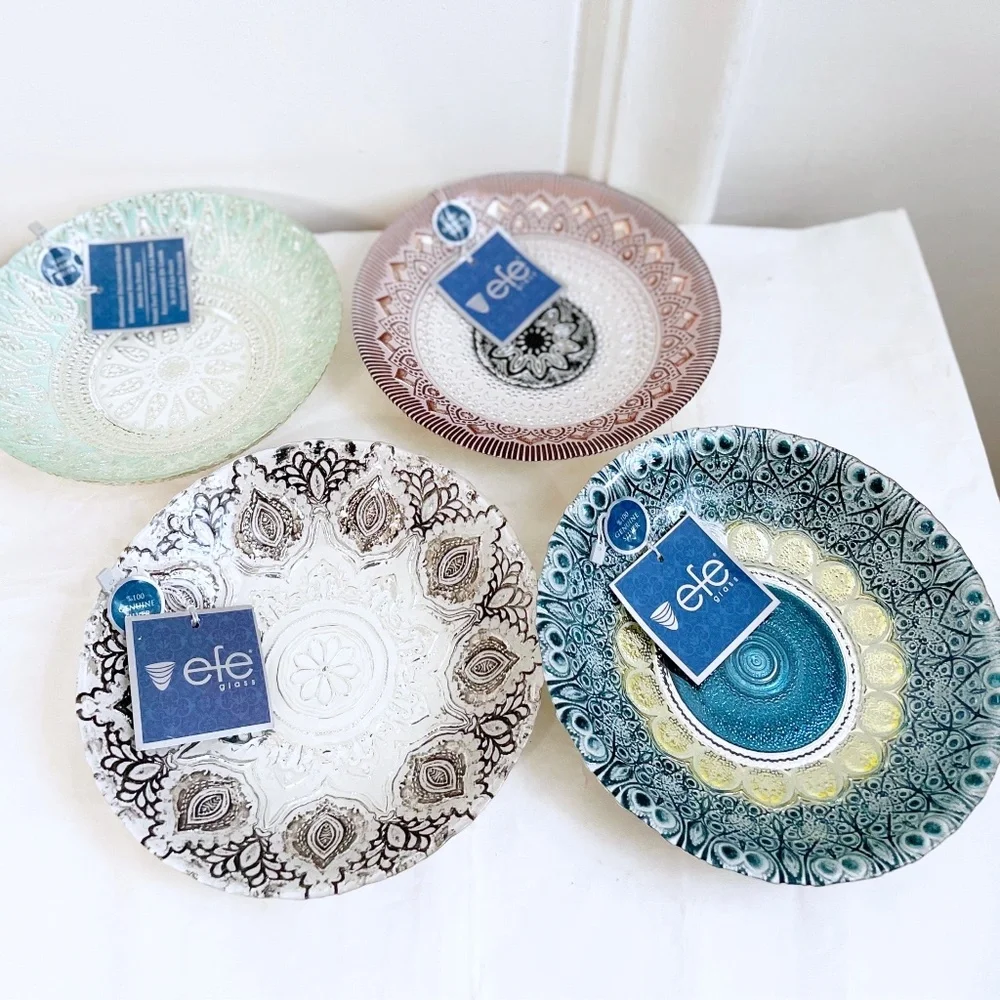 NEW Lot of 4 Turkish Glass Handmade Decorative Bowl w/ 100% Silver NWT